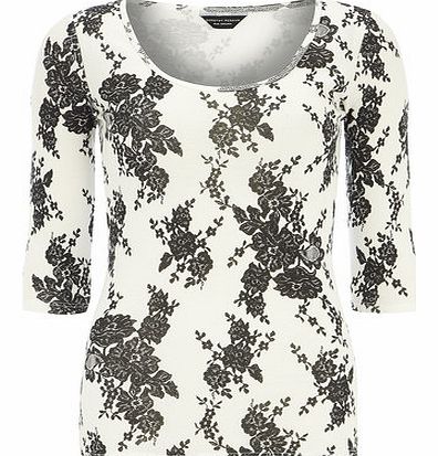 Dorothy Perkins Womens Ivory lace scoop tee- Ivory DP56362182