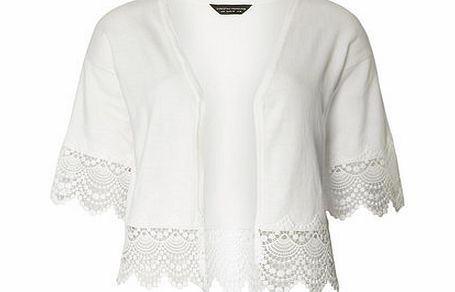 Dorothy Perkins Womens Ivory Lace Trim Kimono- White DP55310122