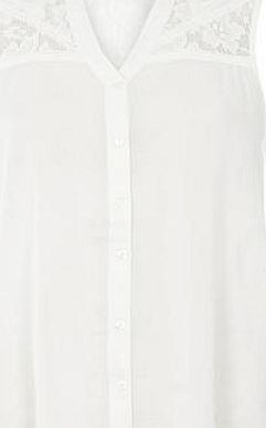 Dorothy Perkins Womens Ivory Lace Yoke Shirt- White DP67202782