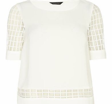 Dorothy Perkins Womens Ivory Mesh Sleeve Top- White DP05504982