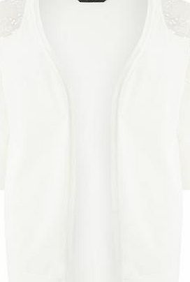 Dorothy Perkins Womens Ivory Organza Insert Cardigan- White