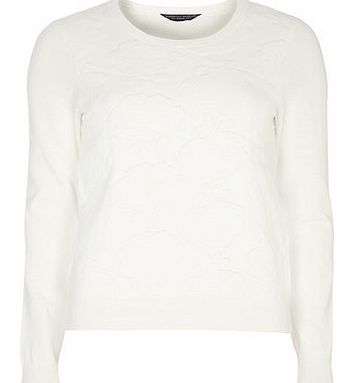 Dorothy Perkins Womens Ivory Rose Embroidered Jumper- White