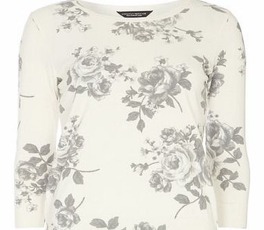 Dorothy Perkins Womens Ivory Rose Print Jumper- White DP55305622