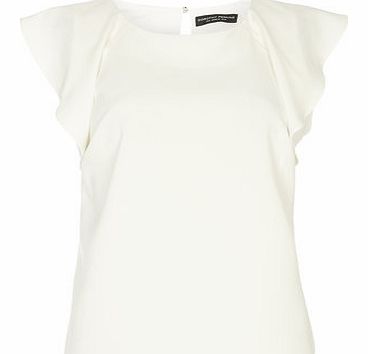 Dorothy Perkins Womens Ivory Ruffle Sleeveless Top- White