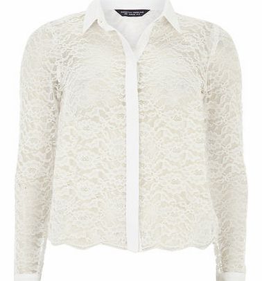 Dorothy Perkins Womens Ivory Scallop Lace Shirt- White DP05469822