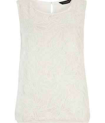Dorothy Perkins Womens Ivory Sequin Front Shell Top- Ivory