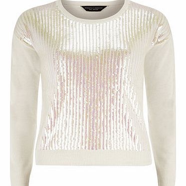 Dorothy Perkins Womens Ivory Sequin Jumper- White DP55156544