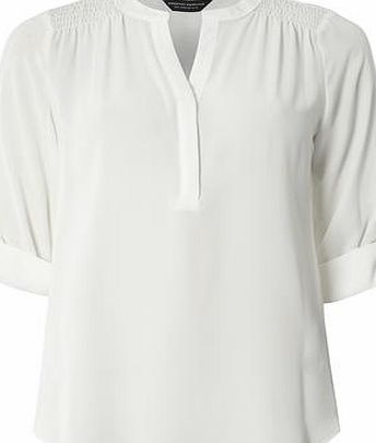 Dorothy Perkins Womens Ivory Sheer Detail Rollsleeve Top- White