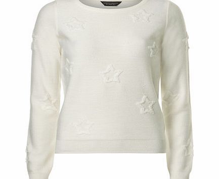 Dorothy Perkins Womens Ivory Star Jumper- White DP55312121