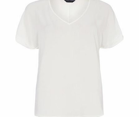 Dorothy Perkins Womens Ivory V Neck Tee- White DP05525782