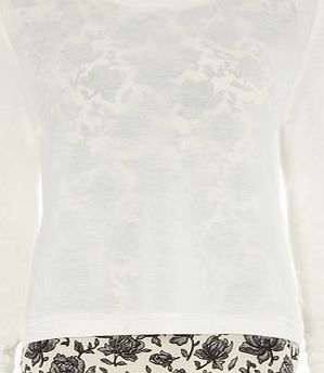 Dorothy Perkins Womens Izabel Cream Contrast Floral Hem Top-