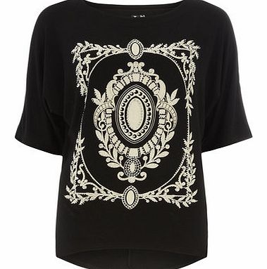 Dorothy Perkins Womens Izabel London Black Baroque Print Top-