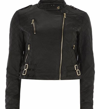 Dorothy Perkins Womens Izabel London Black Quilted Biker Jacket-