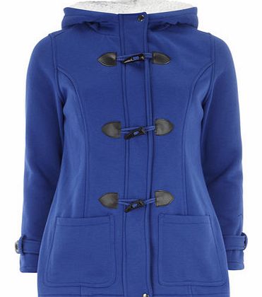 Womens Izabel London Blue Duffle Coat Fur Hood-