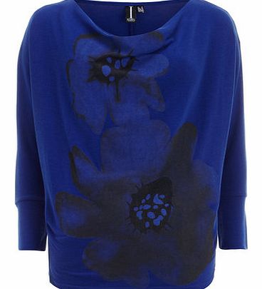 Womens Izabel London Blue Zipped Flower Print