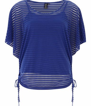 Womens Izabel London Cobalt Sheer Stripe Top-