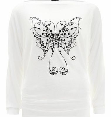 Womens Izabel london Cream Studded Butterfly
