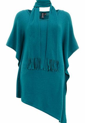 Womens Izabel London Mid Green Asymmetric Knit