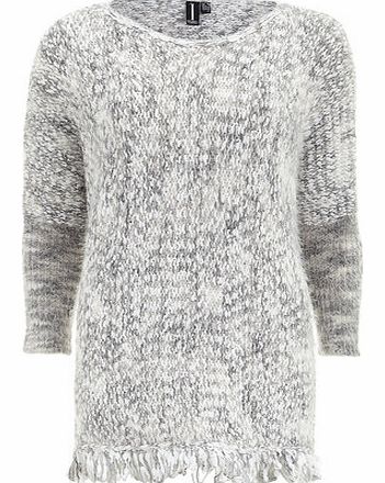 Dorothy Perkins Womens Izabel London Multi Grey Fringe Hem Top-