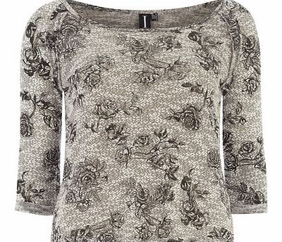 Dorothy Perkins Womens Izabel London Multi Grey Rose Print Top-