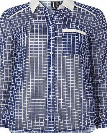 Dorothy Perkins Womens Izabel Multi Blue Grid Print Shirt- Blue