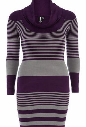 Dorothy Perkins Womens Izabel Multi Purple Striped Cowl Top-