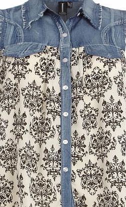 Dorothy Perkins Womens Izabel Multi White Baroque Denim Top-