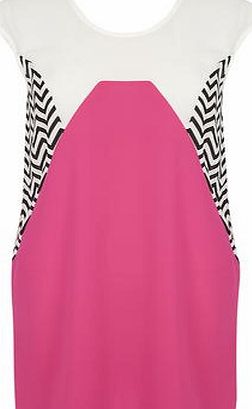 Dorothy Perkins Womens Izabel Neon Pink Chevron Shift Dress-