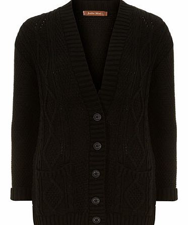 Womens Jolie Moi Black boyfriend knit cardigan-