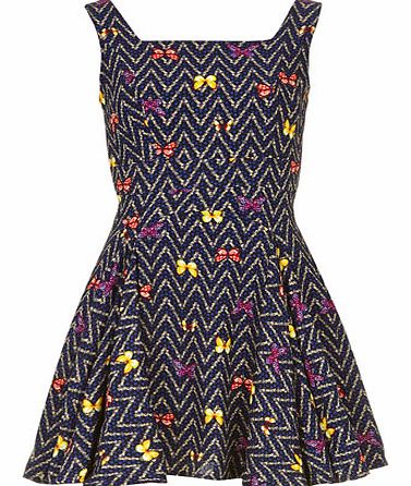 Dorothy Perkins Womens Jolie Moi Blue pattern skater dress- Blue