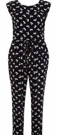 Dorothy Perkins Womens Jolie Moi Navy swan print jumpsuit- Blue