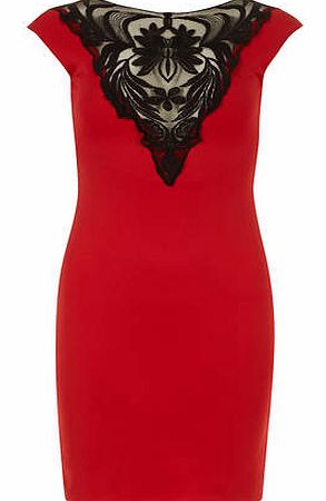 Womens Jolie Moi Red Lace Front Dress- Red