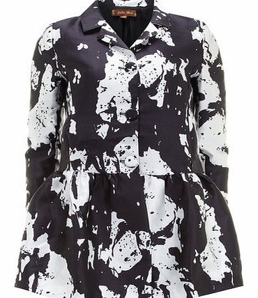 Womens Jolie Moi White Brushstroke Print Coat-