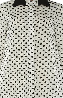 Dorothy Perkins Womens Jolie Moi White Polka Longline Blouse-