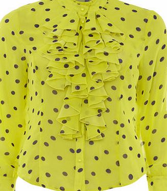 Dorothy Perkins Womens Jolie Moi Yellow Polka Ruffle Blouse-