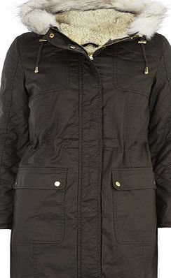 Dorothy Perkins Womens Khaki Coated Parka Jacket- Green DP92268485