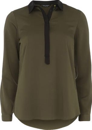 Dorothy Perkins, 1134[^]262015000708086 Womens Khaki Contrast Tab Blouse- Khaki DP05583843