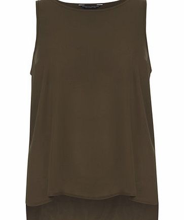 Dorothy Perkins Womens Khaki High Neck Cami Top- Khaki DP05519143