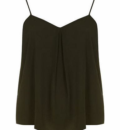 Dorothy Perkins Womens Khaki Inverted Pleat Cami Top- Khaki