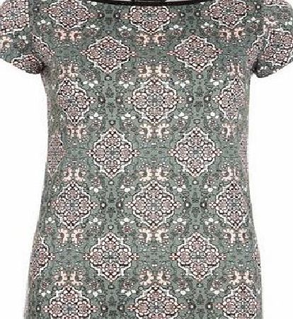 Dorothy Perkins Womens Khaki Tile Print Tee- Khaki DP56441131