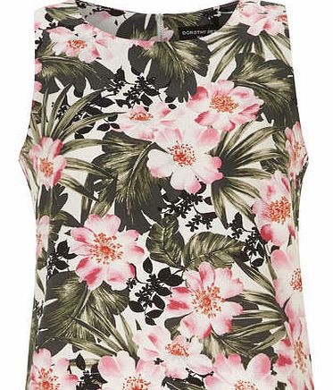 Dorothy Perkins Womens Khaki Tropic Zip Back Shell Top- Green