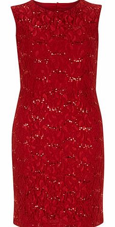 Dorothy Perkins Womens Lace sequin dress- Red DP51001107