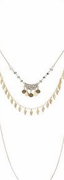 Dorothy Perkins Womens Leaf Drop Multirow Necklace- Gold