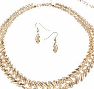Dorothy Perkins Womens Leaf Necklace And Earring Pack- Gold