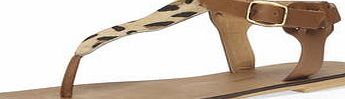Dorothy Perkins Womens Leather leopard print sandals- Leopard