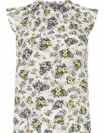 Dorothy Perkins Womens Lemon Ditsy High Neck Top- Yellow