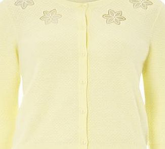 Dorothy Perkins Womens Lemon Floral Insert Cardigan- Yellow