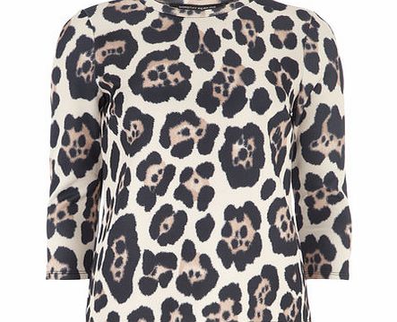 Dorothy Perkins Womens Leopard Print High Neck Top- White