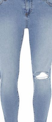 Dorothy Perkins Womens Light Wash Knee Rip Ankle Grazer Jeans-