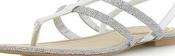 Dorothy Perkins Womens Limmy Toe Post Flat Sandal- Silver